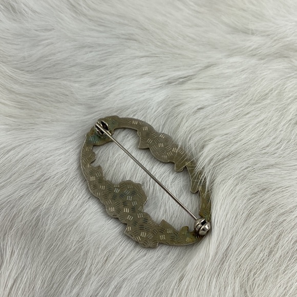 Vintage Cloissonne Enamel Broach Silver Toned Metal - Picture 2 of 3